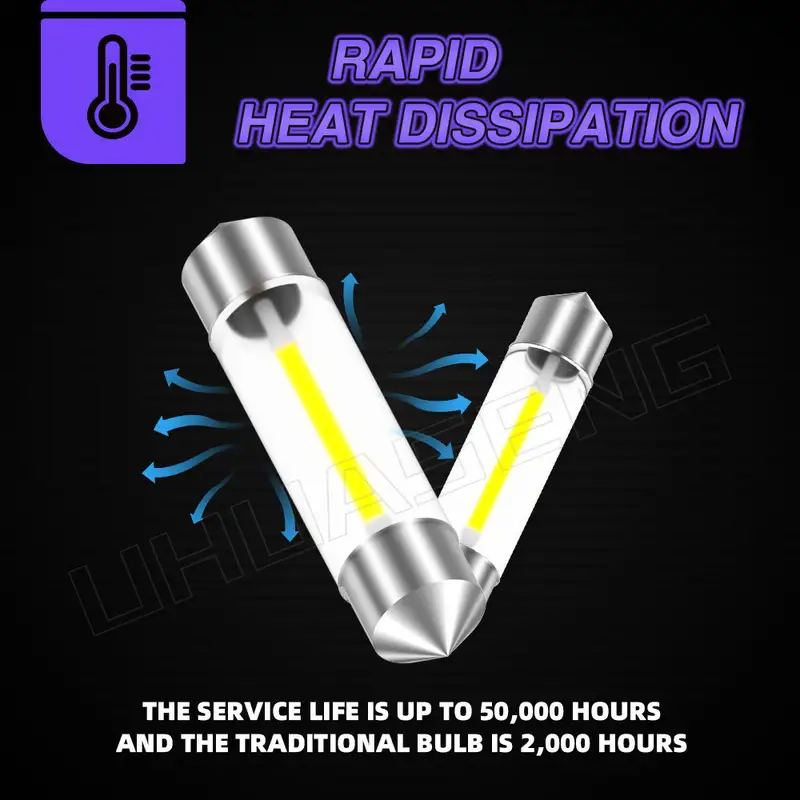 UHUASENG 2PCS 6V 12V 24V C5W Led Lamp C10W Bulb 31mm Festoon 36mm 39mm 41mm 28mm Dome Pink Blue Red Warm White Signal Car Light - Image 3