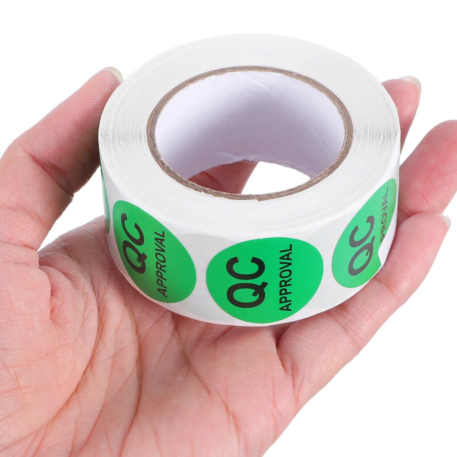 

Round Qc Stickers 1 Roll Adhesive Label for Quality Testing Self-Stick Decal Easy Application in Production Product Inspection