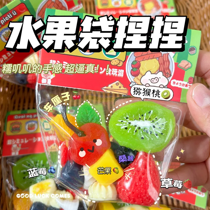 Cute Fruit Bag Simulation Kiwi Strawberry Pineapple Series Q-bouncy Slow Rebound Toys Stress Relief Toy Pinch Music Fidget Toys