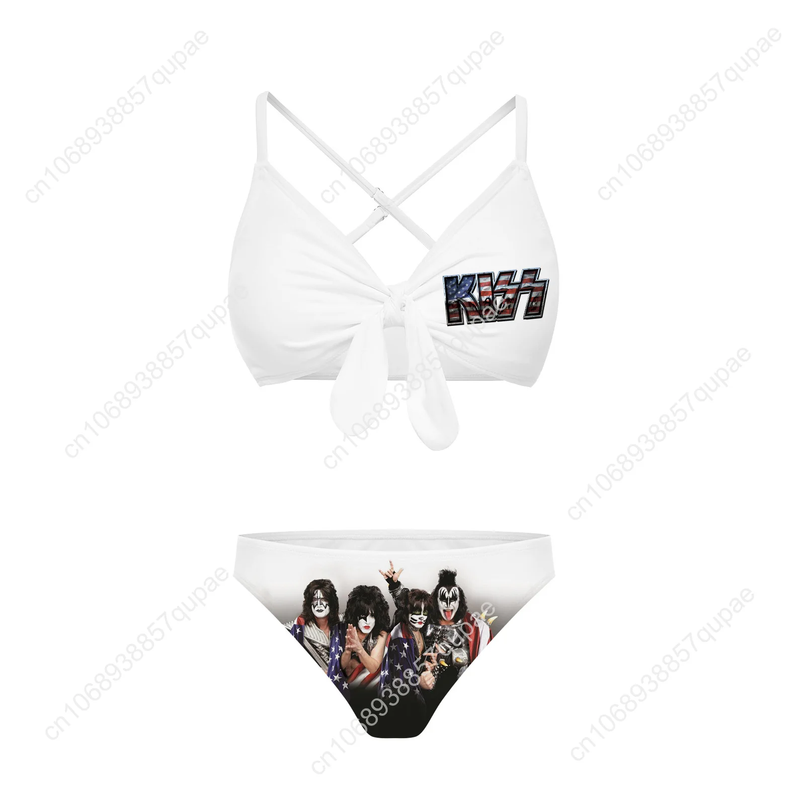 Kiss Rock Band Suits Cross Strap Suspenders Swimsuits Womens Bikini Pool Party Beach Swimwear Customized Beachwear