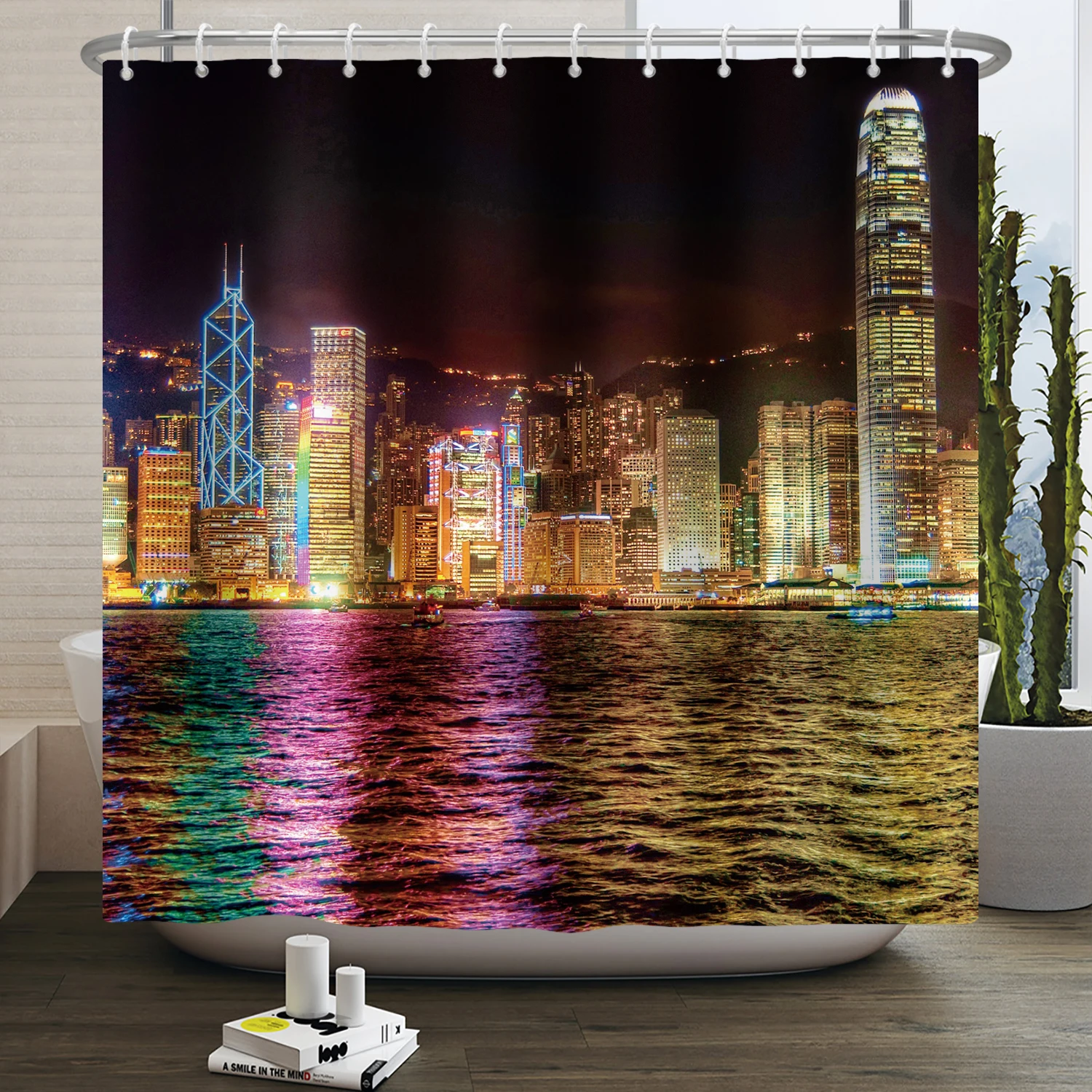 New York Brooklyn Bridge Night View Shower Curtains London City Natural Scenery Modern Home Decor Hooks Bathroom Curtain Set