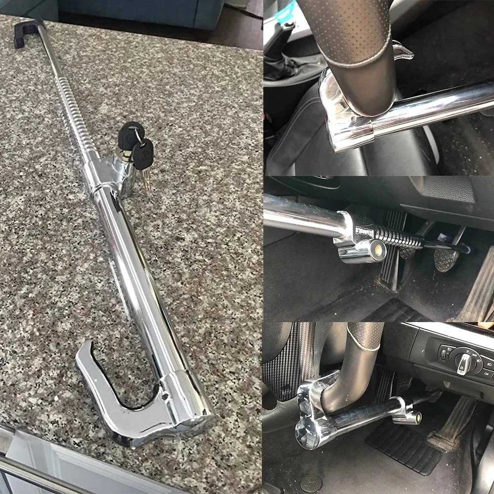 Bloqueio anti-roubo do volante do carro, Bloqueio de freio, Gancho duplo retrátil, Pedal de embreagem, Bloqueio para carro, caminhão, SUV, Van, Segurança, 1 conjunto