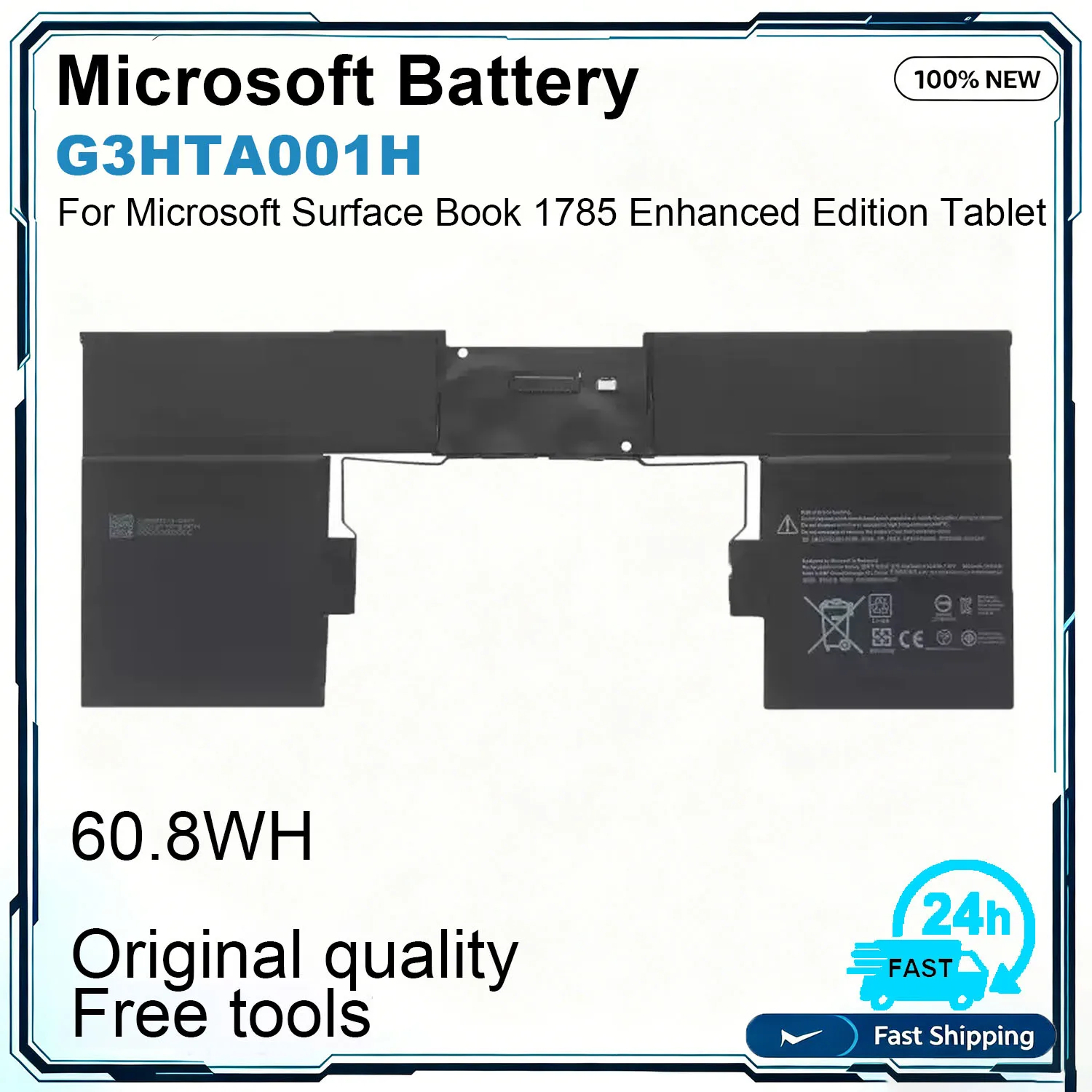 New G3HTA001H 93HTA001H Keyboard Battery For Microsoft Surface Book 1st Gen Model 1785 Enhanced Edition Tablet 7.57V 8030mAh