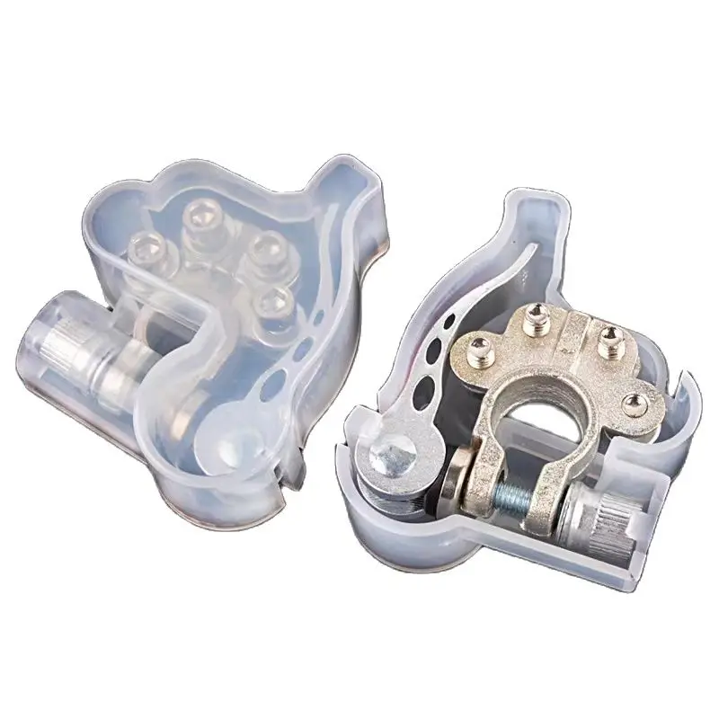 1 Pair Brass Quick  Disconnect Car Battery Terminal Connectors  Positive Negative Battery Post Clamp with Clear Covers Shims