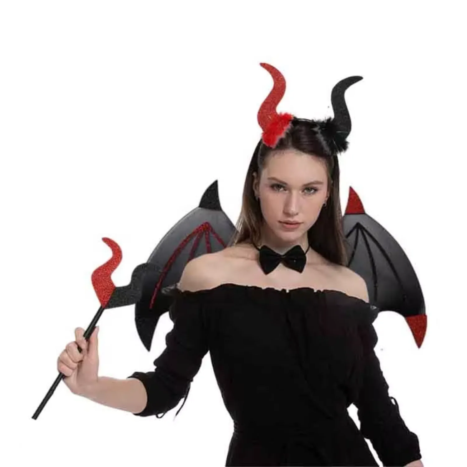 Cross border New Halloween Masquerade  Dress Up Role Cosplay Props Costume Devil Wings Set