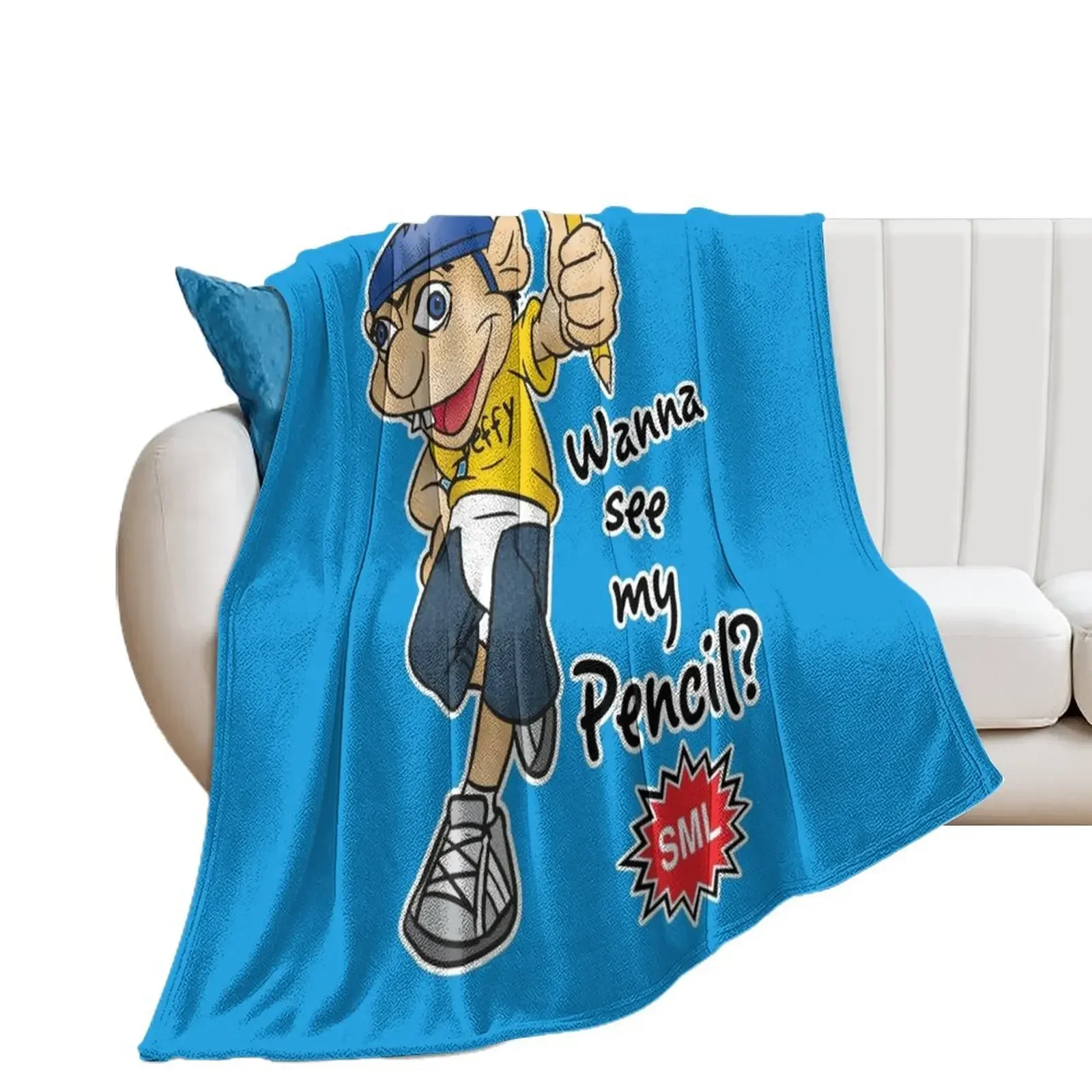 

Jeffy Wanna See My Pencil - Funny SML Character Throw Blanket Heavy Soft Big Blankets