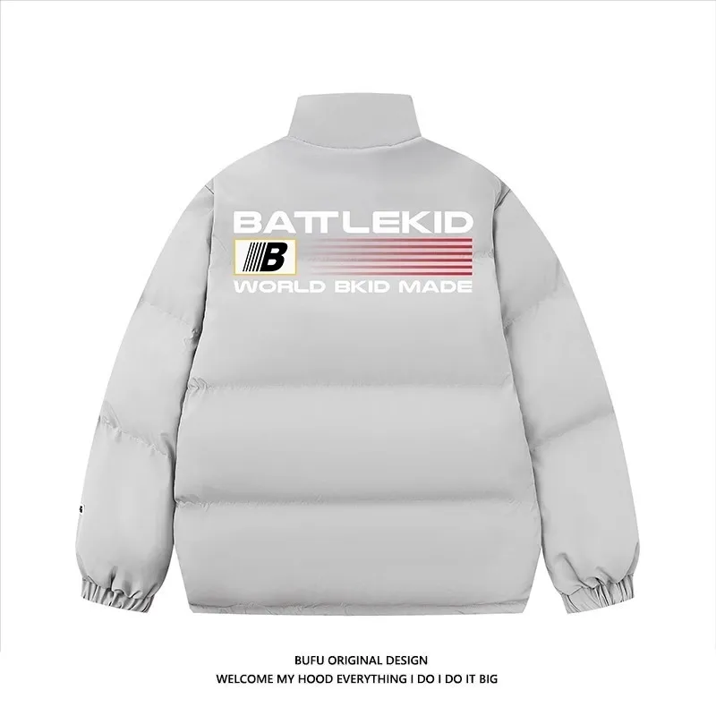 

Модная уличная мужская хлопковая куртка с буквенным принтом, воротником-стойкой, зимнее пальто от бренда Bread, парные длинные модные куртки для пар