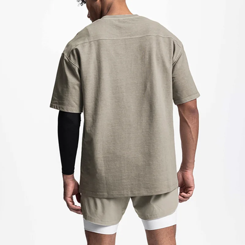 Men's Vintage Wash Cotton T-Shirt Oversized Streetwear Retro Gym Top Breathable Muscle Fit Summer Casual Loose Tees