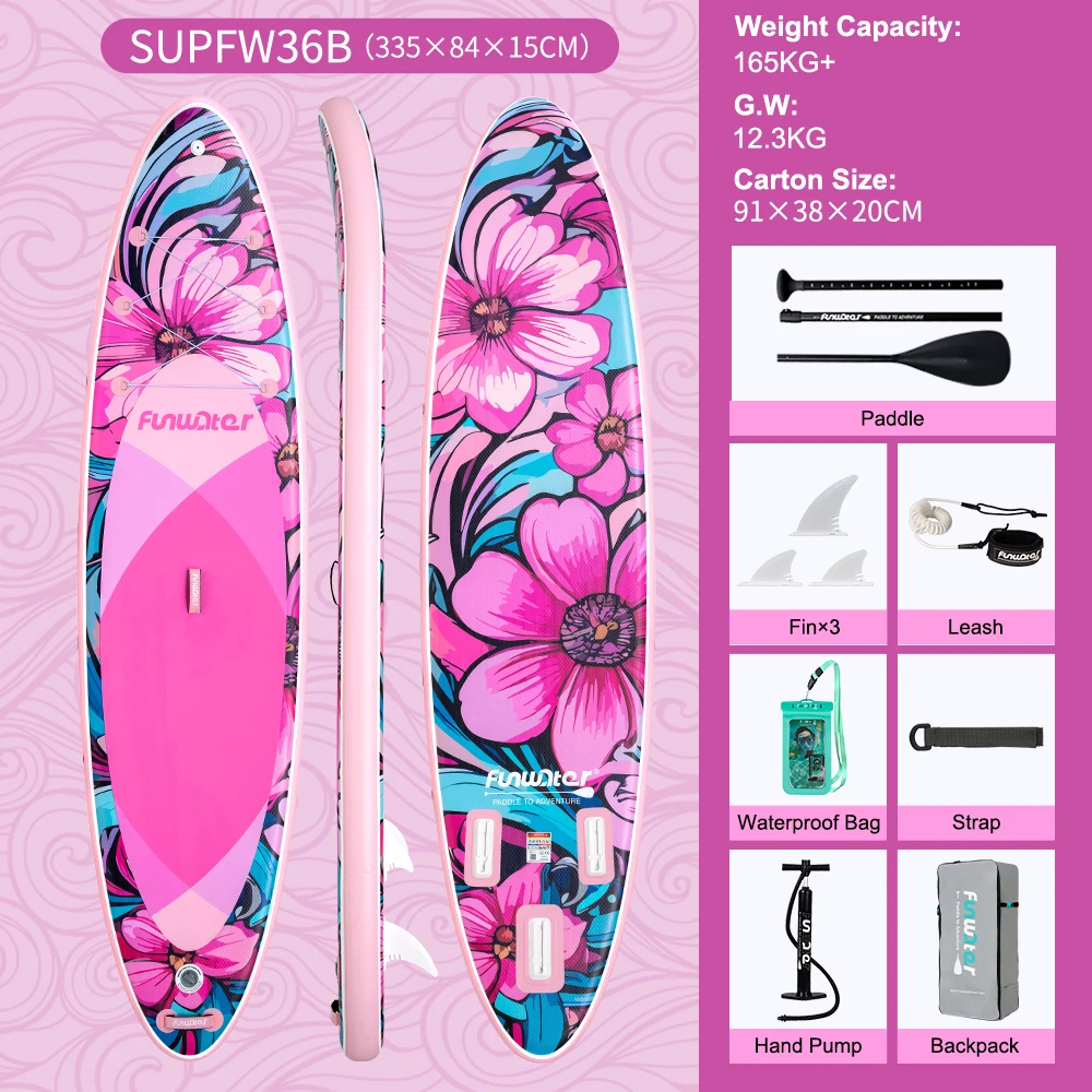FunWater Stand Up Paddle Board Groot formaat 385×85×15CM Opblaasbare Paddling Board Surfplank Surf Sup Board Antislip Paddle Board