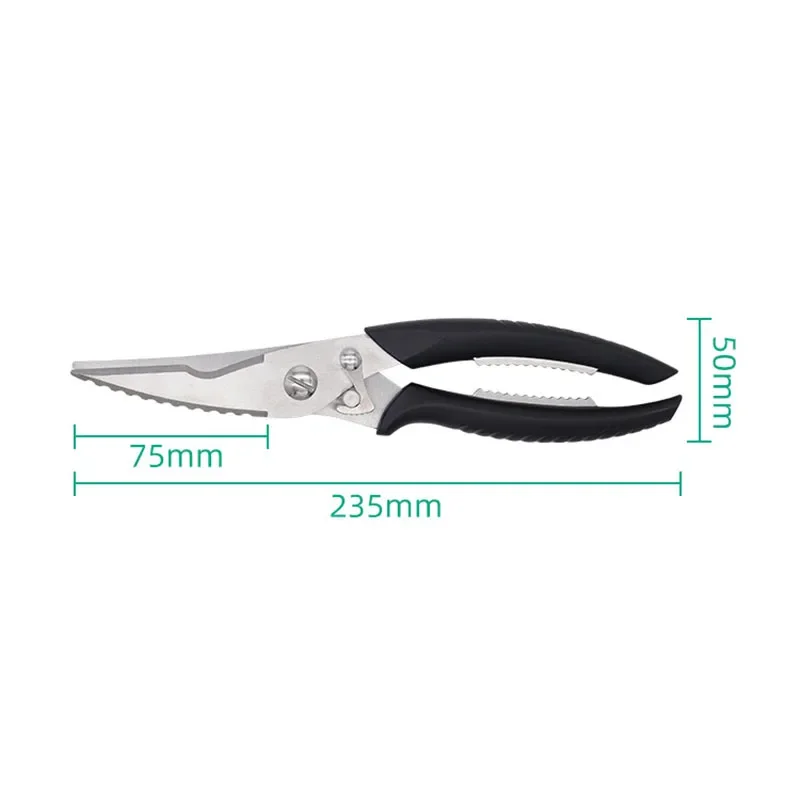 Dobeli 3mm Thick Stainless Steel Chicken Bone Scissors ABS Comfort Handle Kitchen Shear With Fish Scaler Hand Tools For Home
