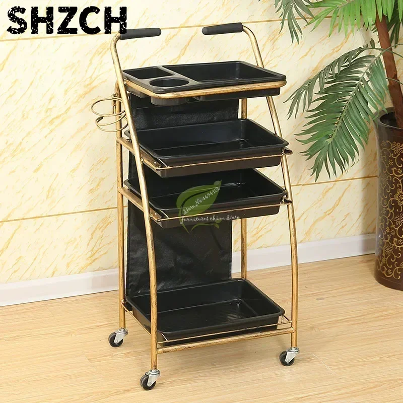 Portable Hair Rolling Cart Hairdressing Stroller Trolley Beauty Barber Shop Mobile Storage Trolley hair salon furniture