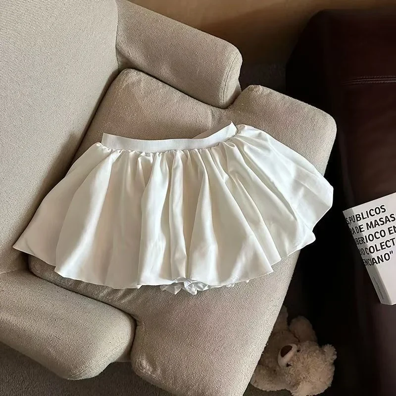 Minigonna a pieghe da donna Y2k con volant sull'orlo elastico in vita gonna corta gonfia Tee ragazze carina gonna a palloncino Aline