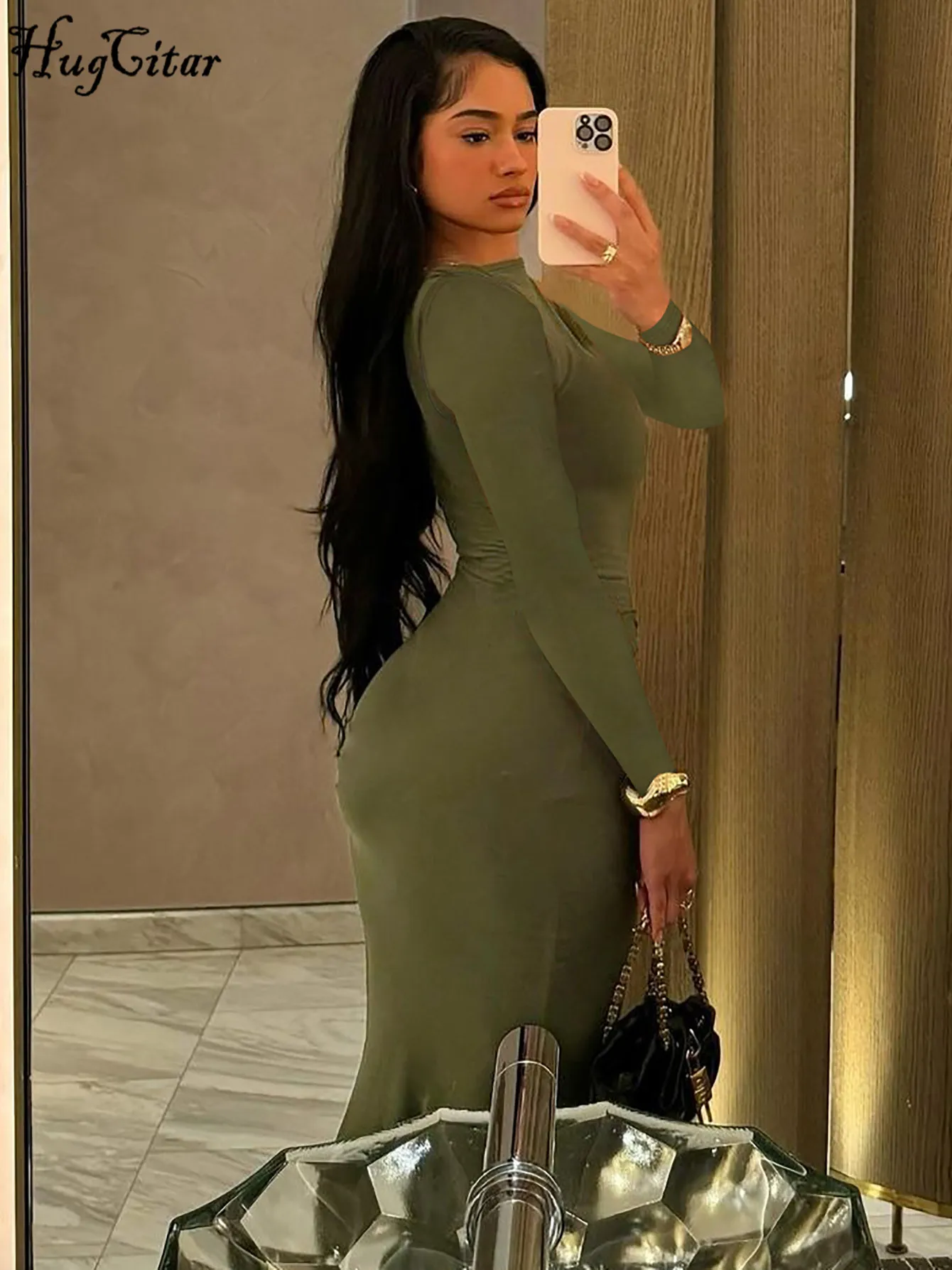 Hugcitar Autumn Solid Long Sleeve Draped Sexy Bodycon Maxi Prom Dress Women  Fashion Y2K Outfits Evening Party Festival Club - AliExpress 200000345