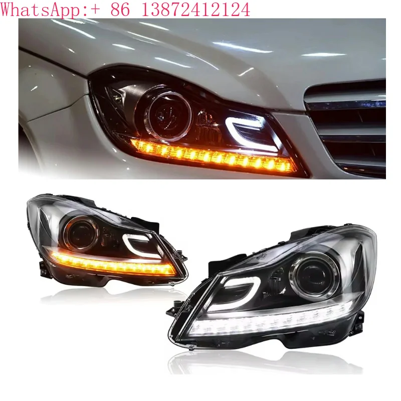 

W204 Upgrade Headlights for 2011-2014 C180 C200 C260 Head Lamp DRL Signal Projector Lens Front Lamps Assembly Modified