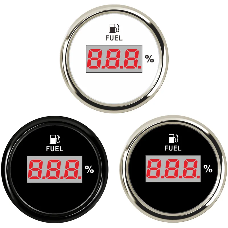 52mm Digital Black Fuel Level Meters 240-33ohm or 0-190ohm Input Signal Fuel Level Gauges for Car Truck Boat 9-32v