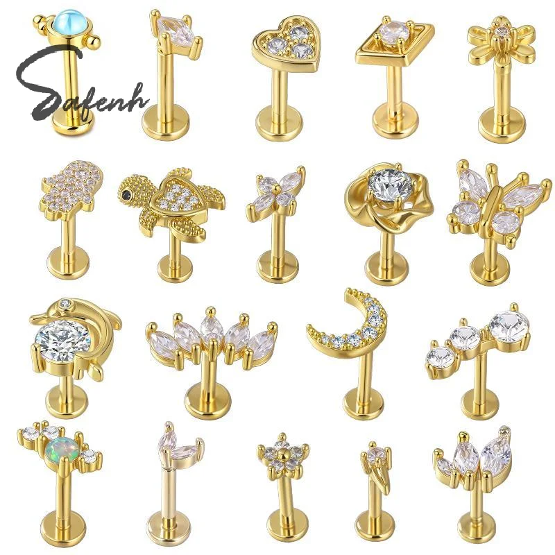 1Pcs Flower Tragus Piercing Stud Internally Threaded 316L Surgical Steel Jewelry