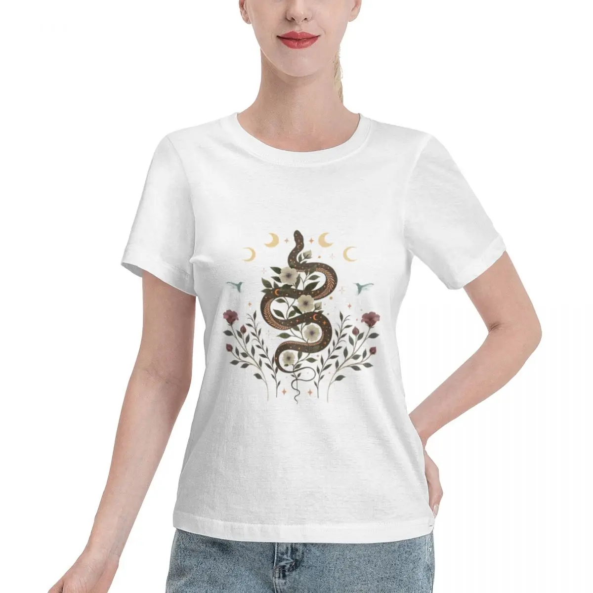 All Body Type Serpent Spell-Colour Women's T-shirt French Chic Female Everyday Wear