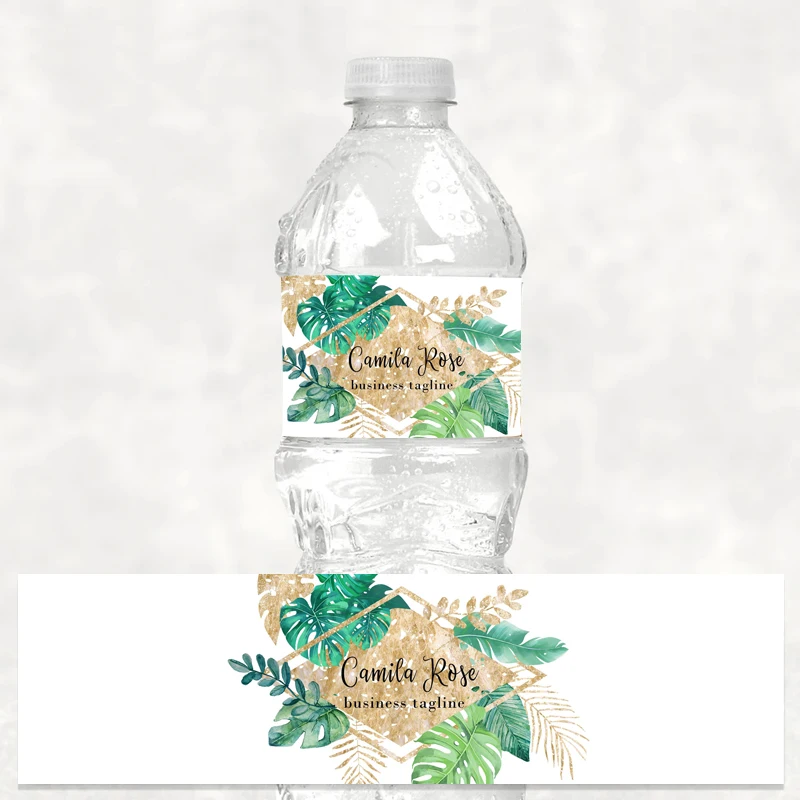 Custom Tropical Flowers Wedding Favor Water Bottle Stickers Personalized Bridal Baby Shower Labels Birthday Beach Wedding Decor