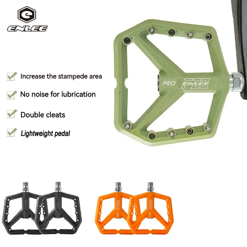 ENLEE Bicycle Pedals Bike Ultralight Seal DU Bearings Cycling Nylon Pedal BMX MTB Pedals Flat Platform Bicycle Parts Accessories