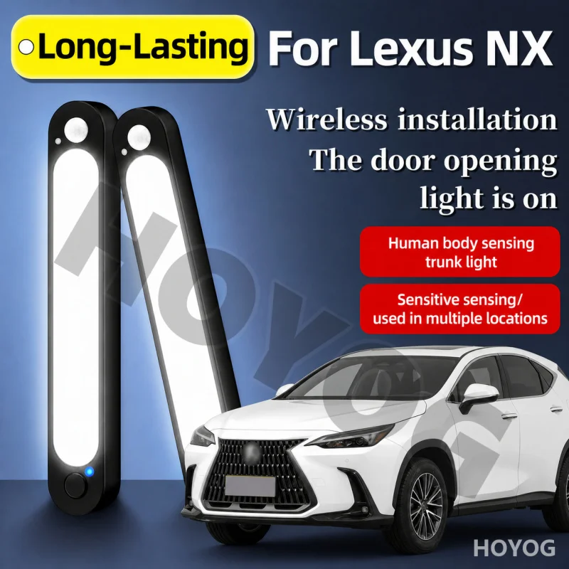 Luz de Porta-Malas LED para Lexus NX 2014-2026, Lâmpada com Sensor Magnético, Recarregável via USB, Luz de Carga para SUV, Interior do Carro