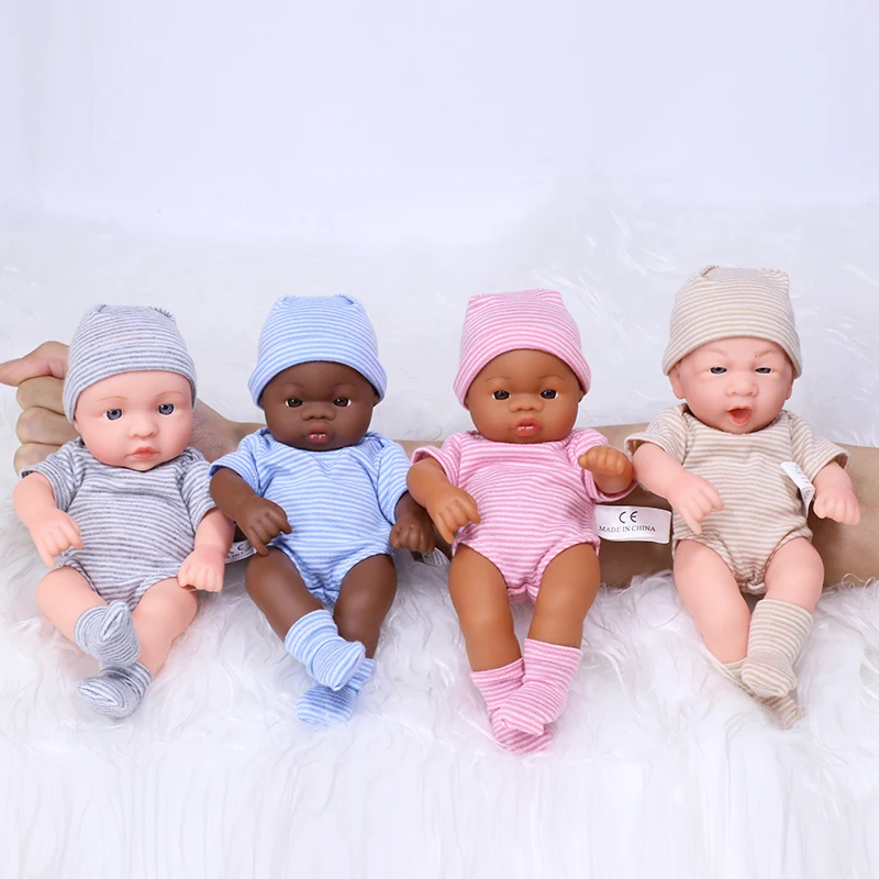 Brown Reborn Dolls African Reborn Baby Doll 20cm Dolls Baby Reborn Baby Doll Toys Soft Touch High Quality Doll for Children Toys