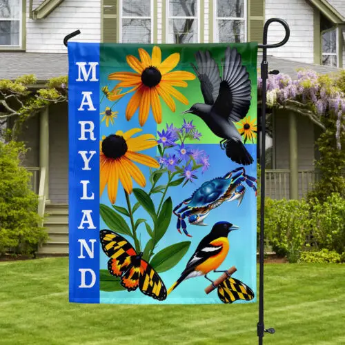 Maryland with Black-Eyed Susan Flowers Chesapeake Bay Blue Garden Flag