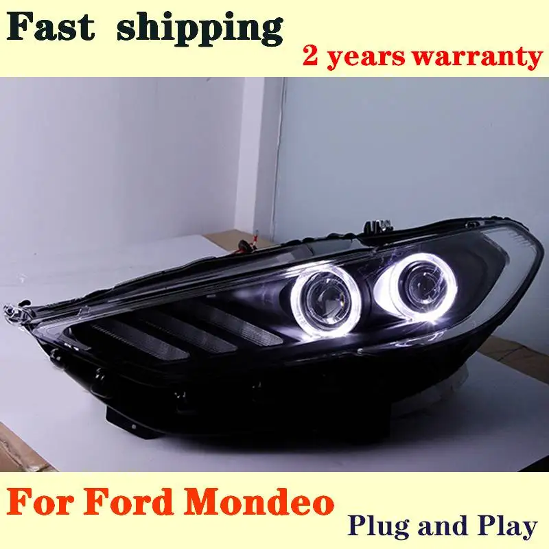 For Ford Mondeo 2017 Headlights Mondeo LED Headlight DRL Hid Bi Xenon Beam Lens Flash Straight Yellow Turning Car Accessories