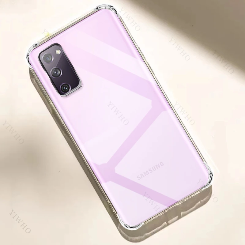 Capa de telefone transparente para samsung galaxy s20 fe 5g tpu engrossado capa transparente para sansung s 20 f e à prova de choque anti-risco capas