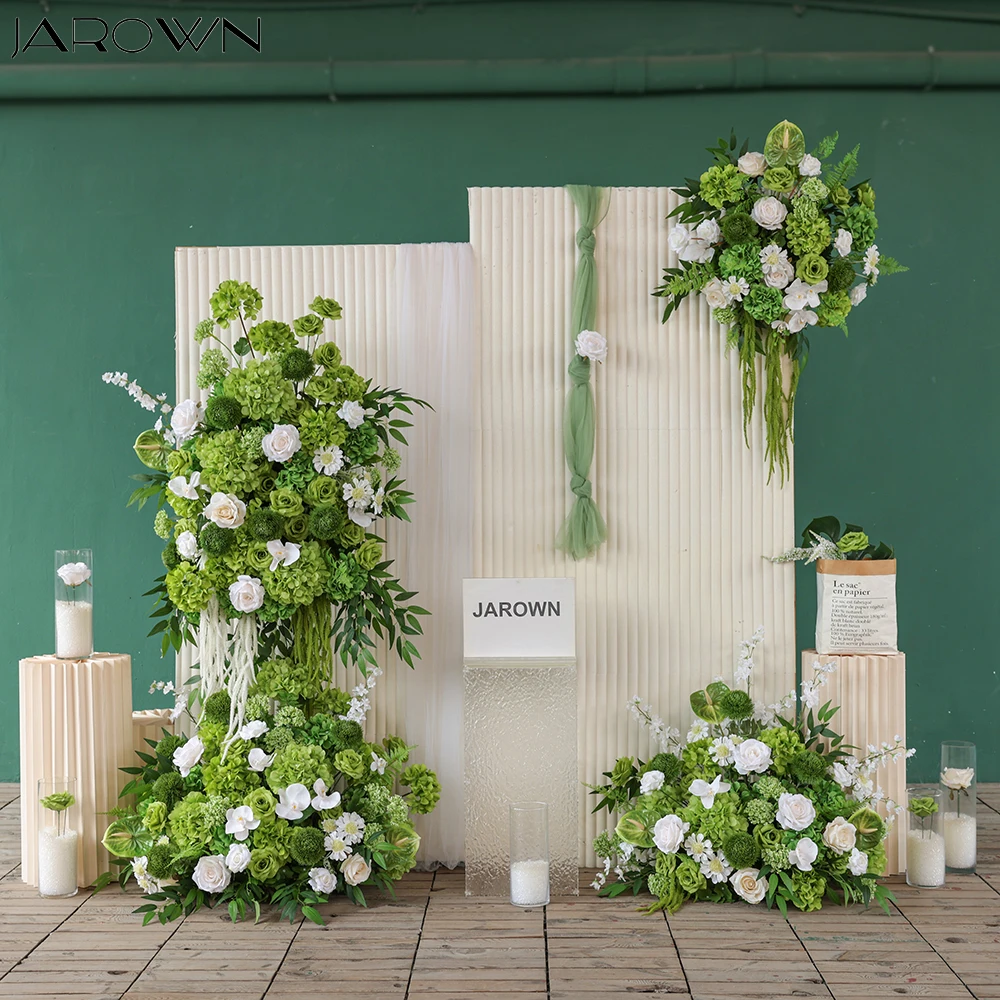 Подвесное украшение для комнаты, искусственная зеленая, белая роза, гортензия, цветочная композиция для мероприятий, декор для пола, цветы J2754