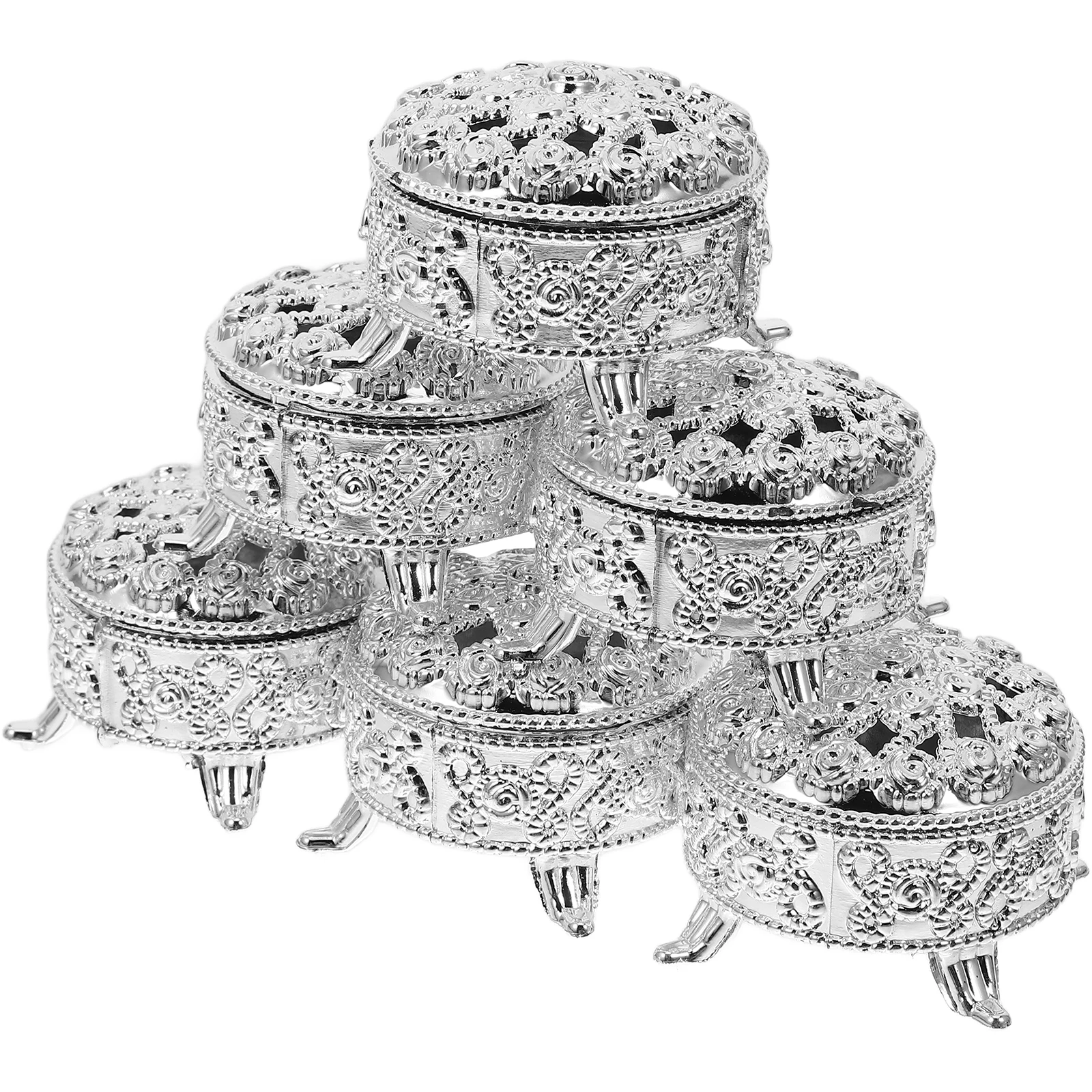 

6 Pcs Candy Box Ornaments Favor Boxes Wedding Round Small for Mini Treat Storage Party