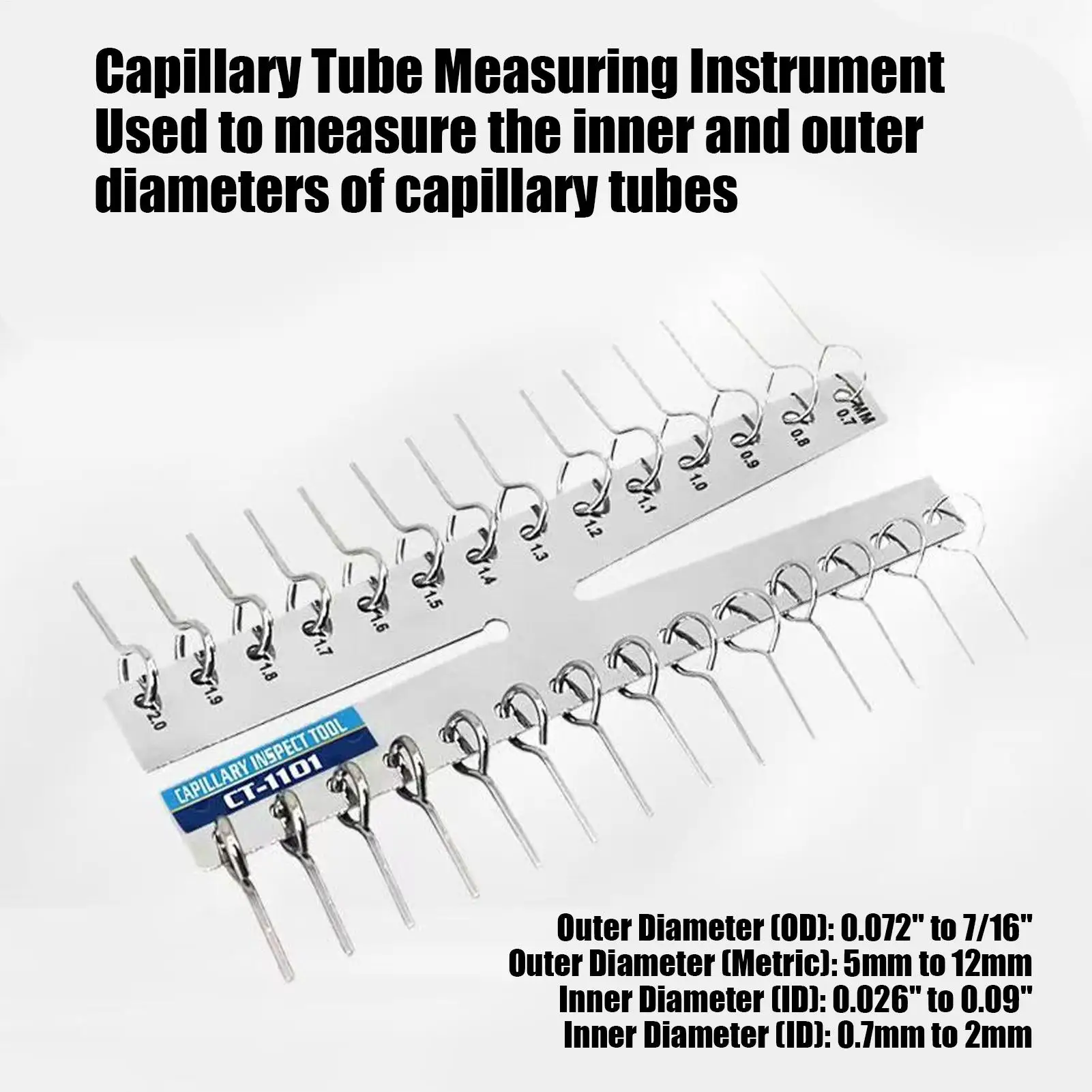 

Dual Marked Capillary Tube Gauge Metric & Imperial Stainless Steel Tool for HVAC, Hydraulic Pneumatic Systems & Process Control