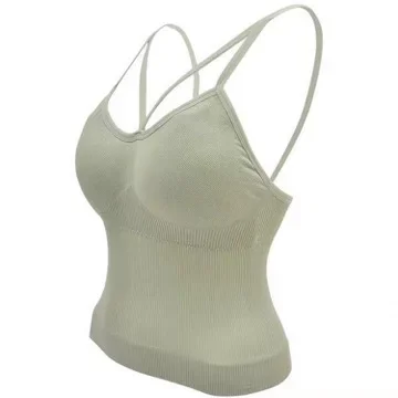 Women's underwear Seamless body-fitting vest Wrapped detachable chest pad Cut top Elastic sexy cross open back V-neck vest bra