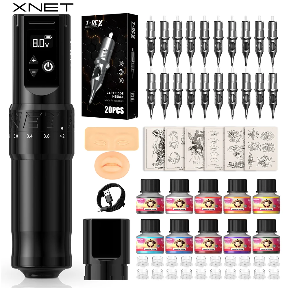 xnet-f1-machine-a-tatouer-sans-fil-stylo-kit-complet-20-pieces-aiguilles-6-pieces-fausse-peau-2400mah-batterie-tatouage-debutant-ensemble-pour-art-de-tatouage