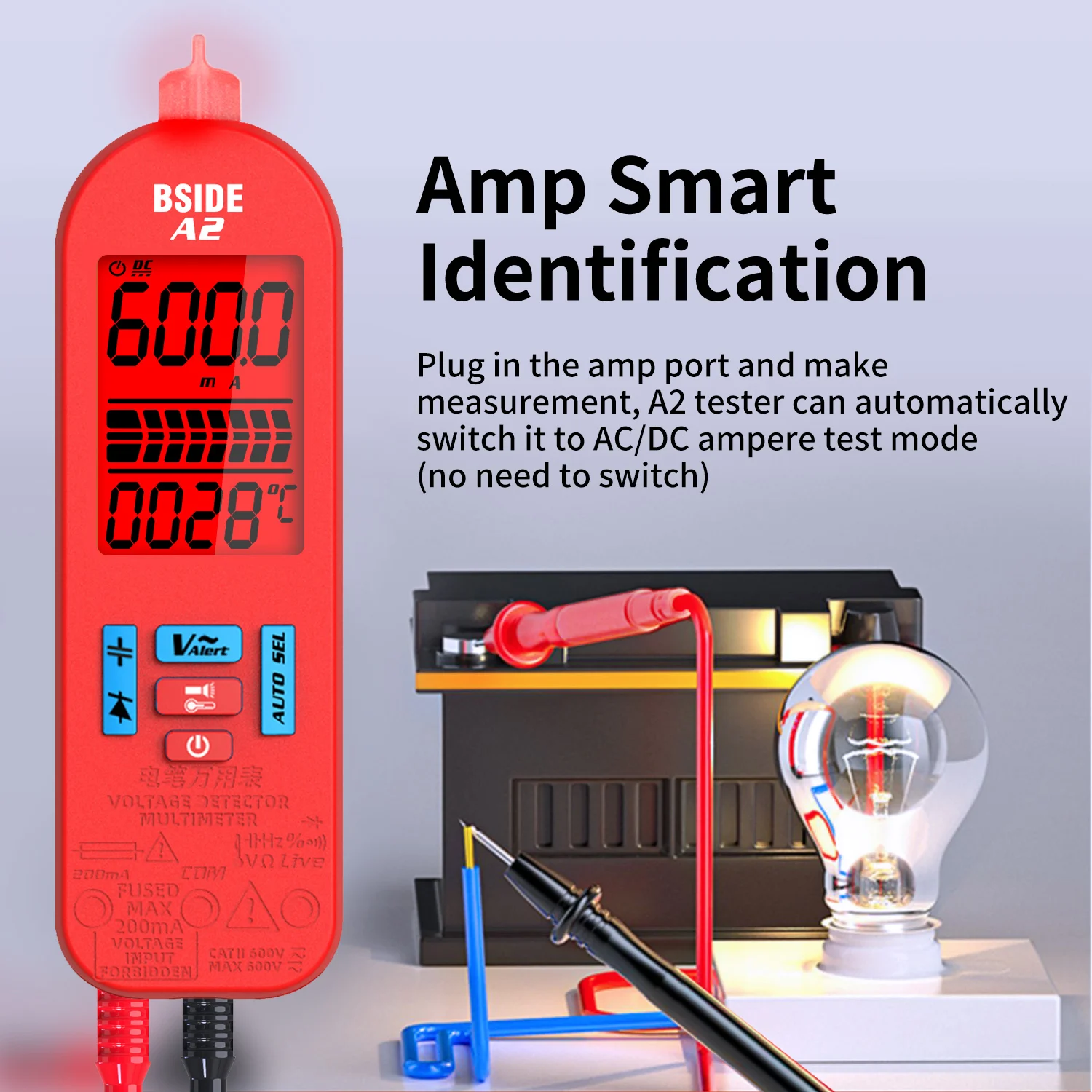 Profesional Digital Multimeter USB Charge AC DC Current Voltage Tester Auto Range Non Contact Voltage Detector  Capacitance Ohm