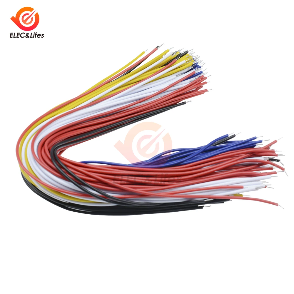 100Pcs Double Head PCB Solder Cable 20CM Breadboard Fly Jumper Wire Cable Tin Conductor 5 Color