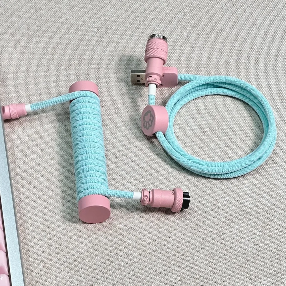 UNKNOWN ERROR Mechanical Keyboard Coiled Cable 1.5m USB to Type-C Data Cable 8K Braided Aviation Plug Cable Gaming Accessories
