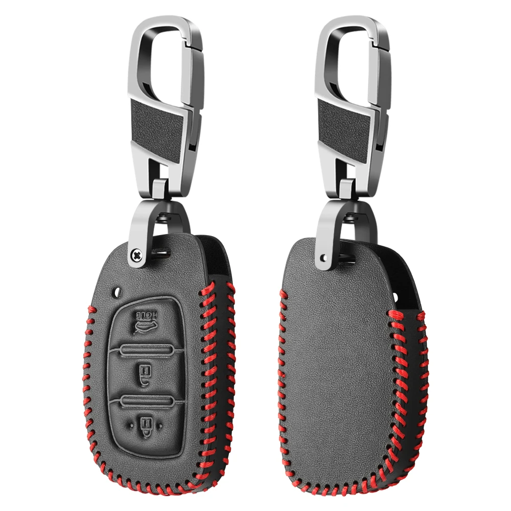 Leather Car Key Case Cover Holder For Hyundai Tucson Sonata Santa Fe Creta ix25 ix35 i10 i20 Verna Solaris Mistra Elantra Accent