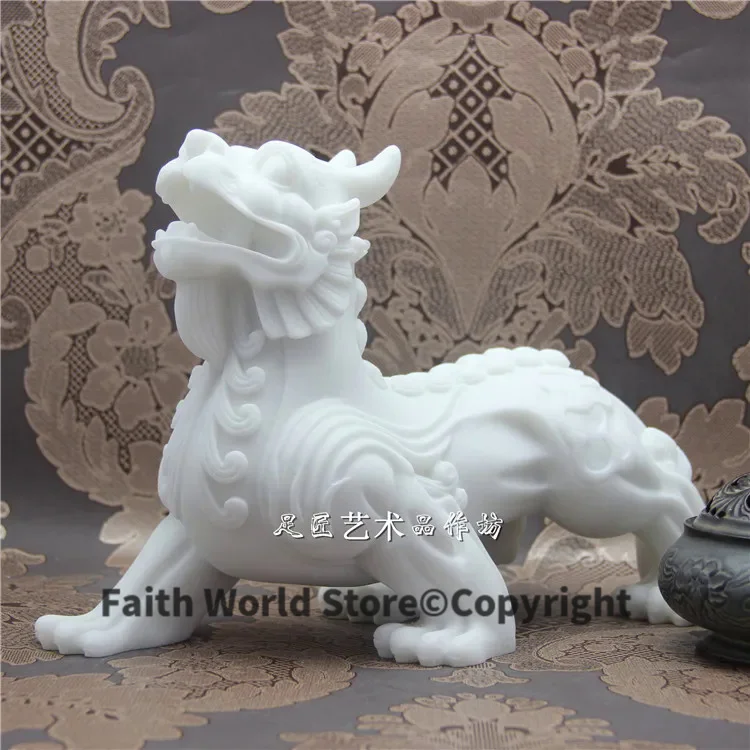 32cm LARGE # 2025 home efficacious FENG SHUI Talisman Protection Money Drawing PI XIU royal White marble Sculpture statue