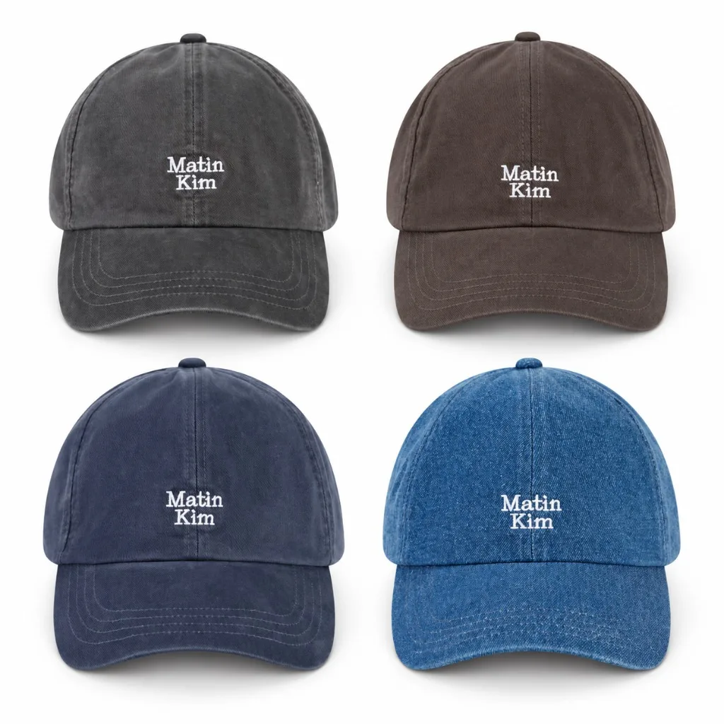 MATIN KIM Vintage-Wash Cotton Baseball Cap Unisex Embroidered Logo Adjustable Dad Hat Casual Streetwear Outdoor Sports Sun Hat
