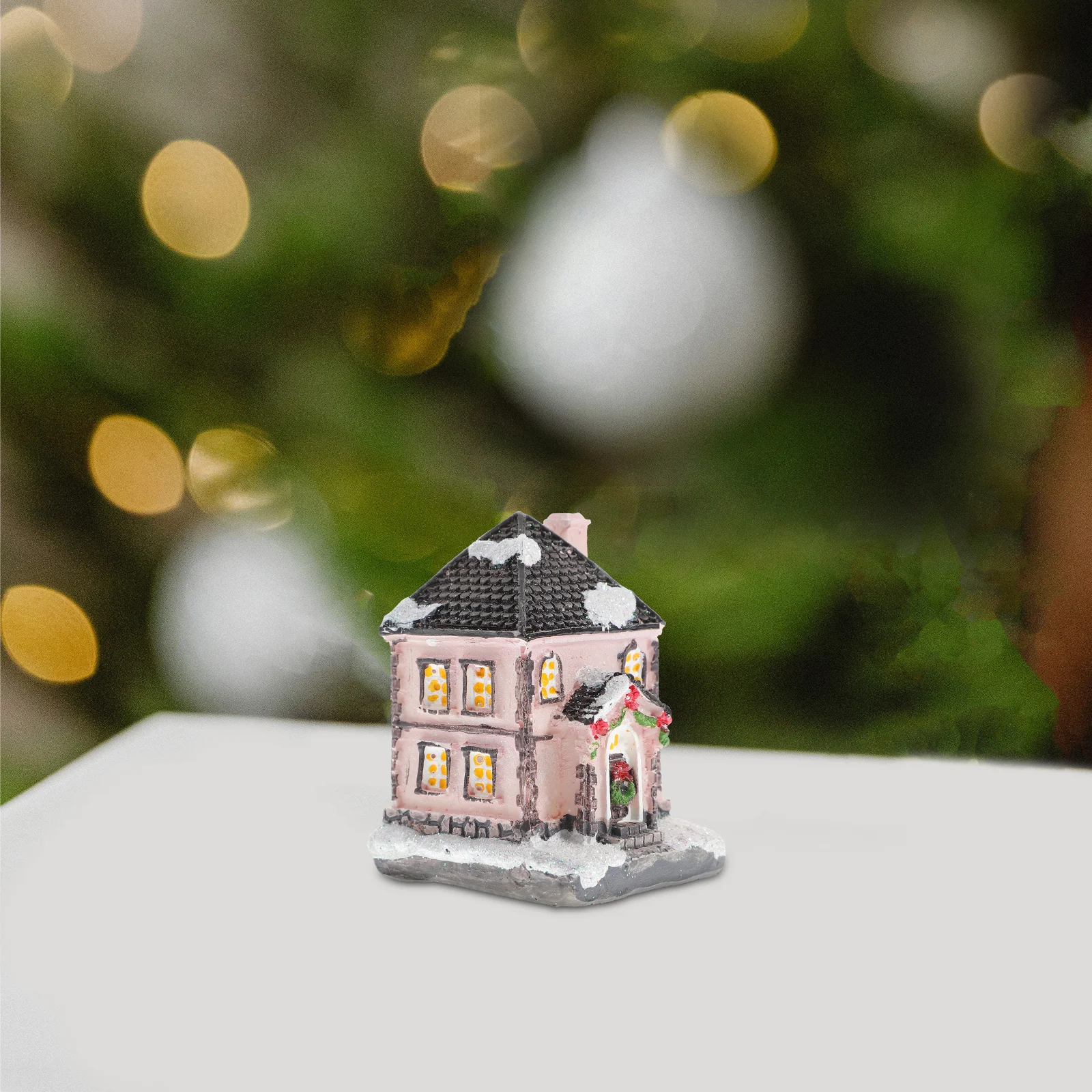 

Glowing Small Christmas LED Light Resin Winter Party nament Home Garden Decoration Christmas Led Light House Gifts