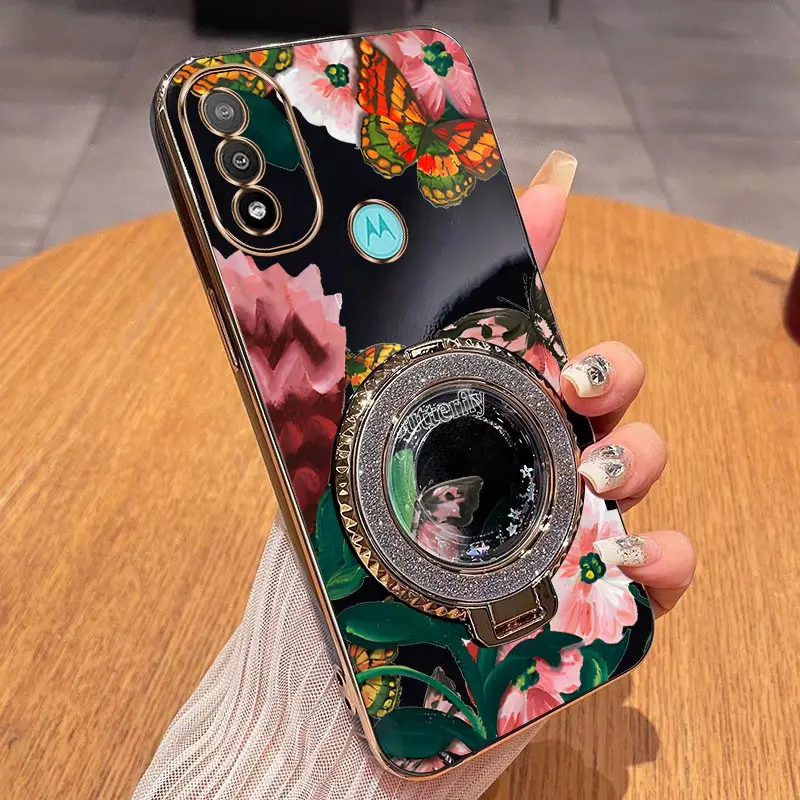 

E 20 Colorful butterflies Plating Phone Case For Motorola E20 E22i E13 E32 E22 E7 E6S2020 E7plus E7Power EDGE 20 30 Cover