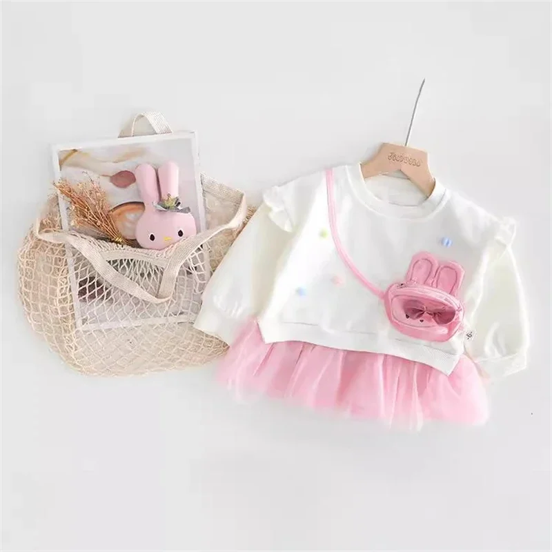 Children Clothing Spring Autumn Baby Girls Long Sleeved Dress Cartoon Kids Casual Clothes Everyday Casual Lace Princess Dress