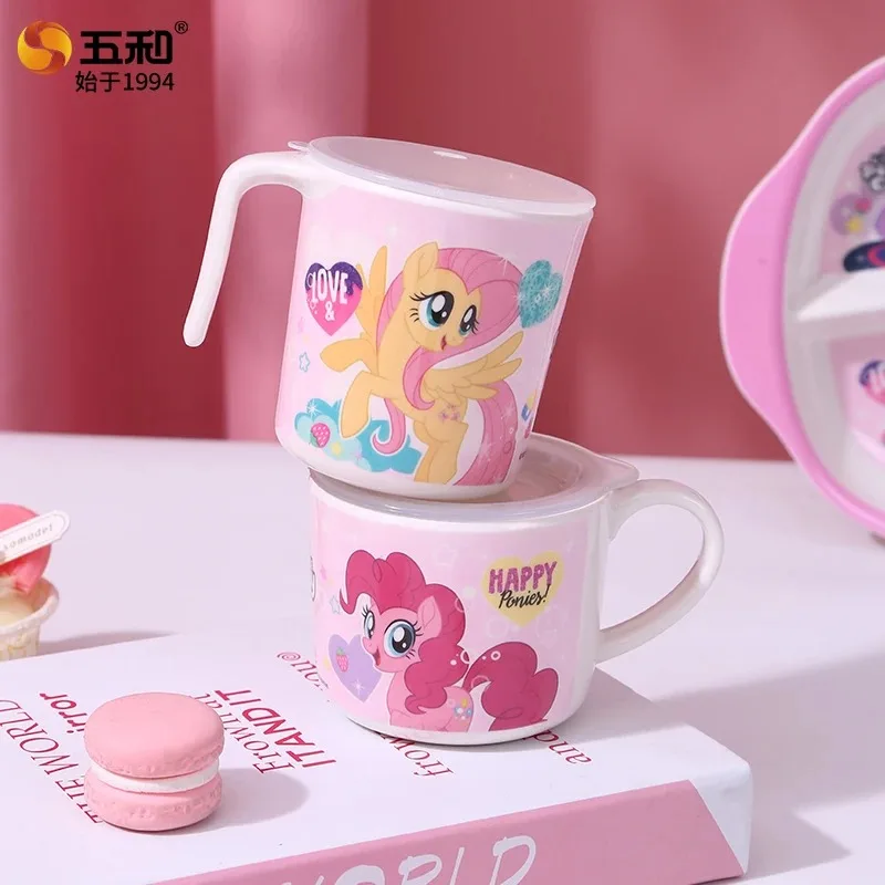 My Little Pony Children's Tableware Cartoon Food Grade Dinner Plate Cup Anti-scald Double-eared Bowl Anime-themed Tableware