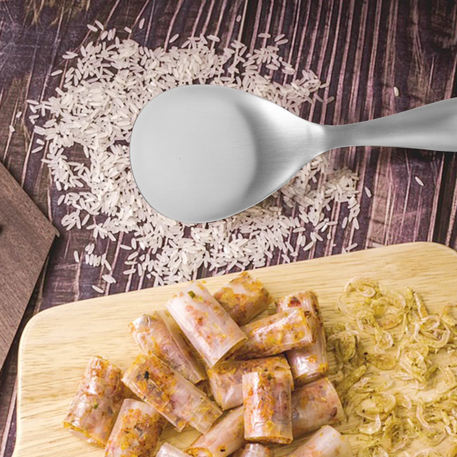 

2Pcs Stainless Steel Rice Spoons Fine Polished Surface No Residue Cooking Scoops for Family Restaurant Use Long-Lasting Kitchen