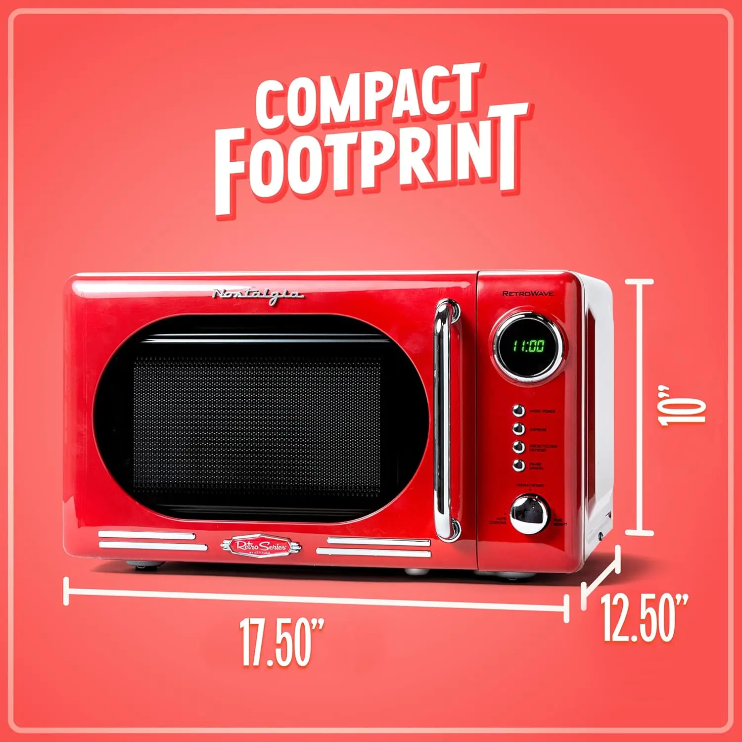 Retro Compact Countertop Microwave Oven - 0.7 Cu. Ft. - 700-Watts with LED Digital Display