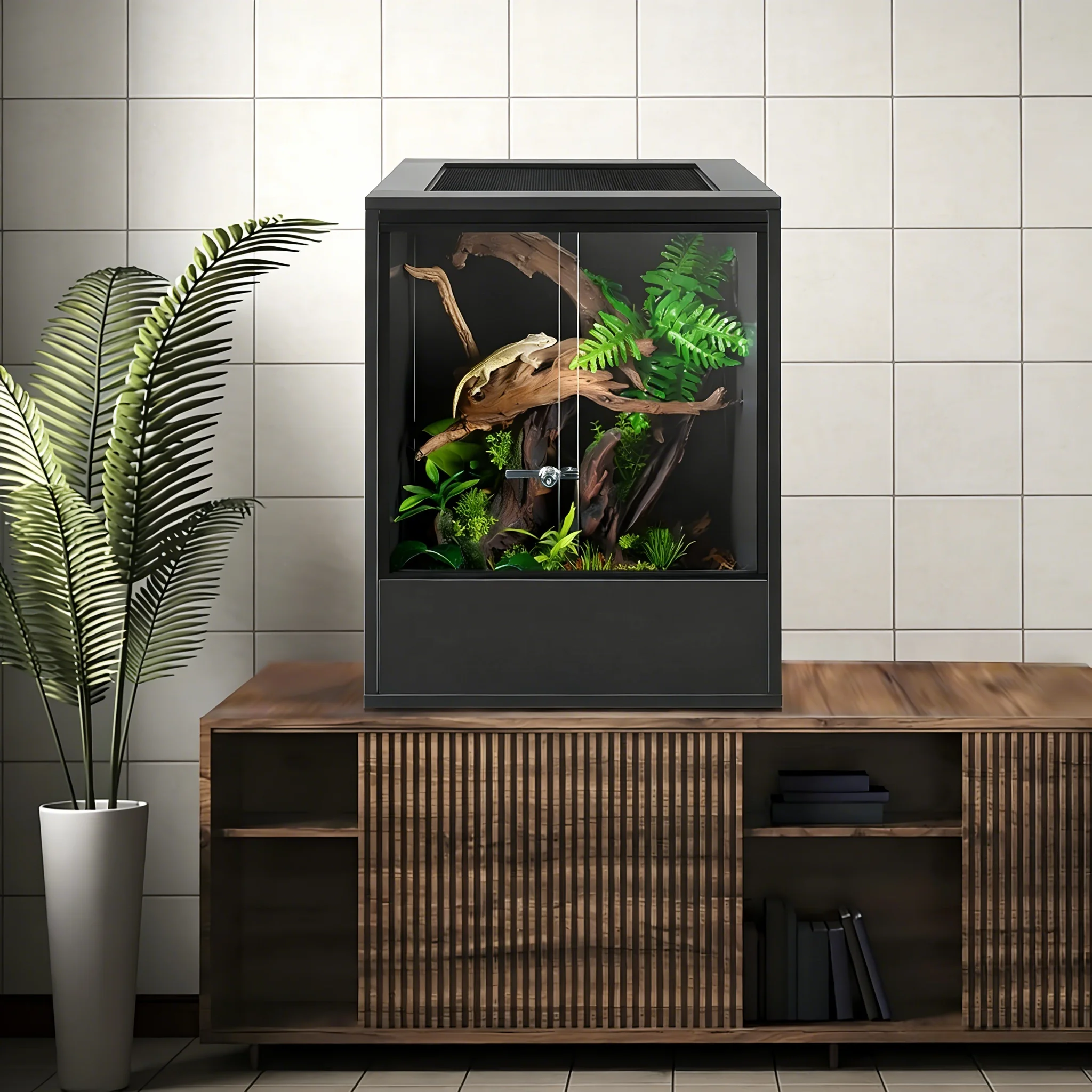 PVC Reptile Terrarium With Thermostat & Heating System - Humidity Control Enclosure For Bearded Dragon, Snake, Gecko