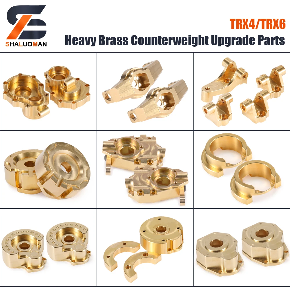 TRX4 TRX6 Upgrade Parts Portal Drive Housing Heavy Brass Counterweight Bumper Holder Axle Mount for 1/10 RC Model Car