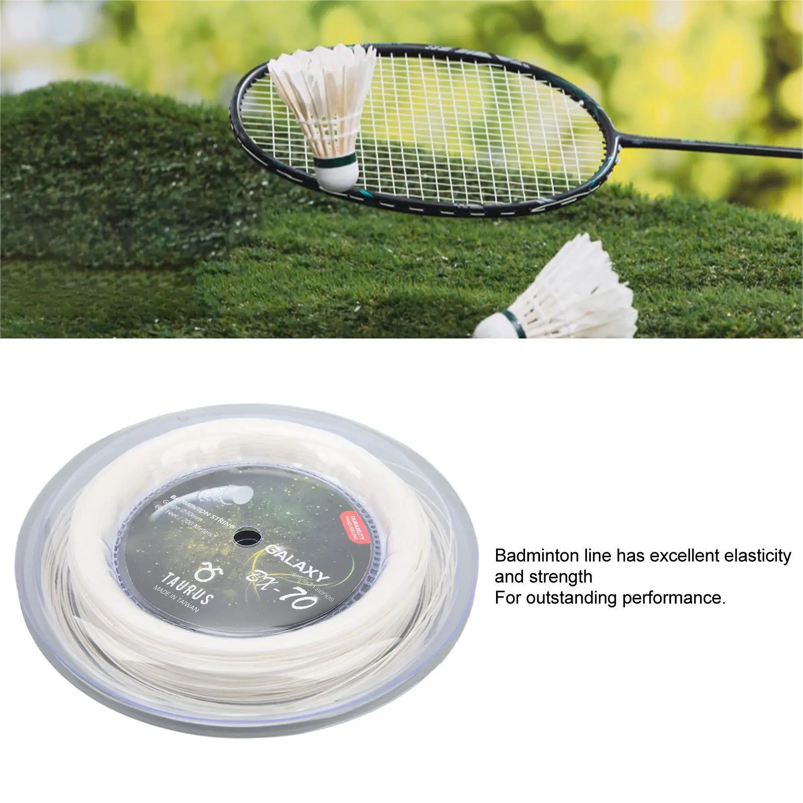 POWERTI BX70 High Elastic Nylon Badminton String 0.7mm - 200m Reel for Rackets & Racquet Sports