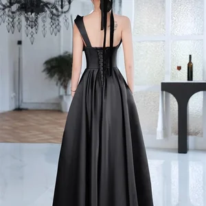 Elegant temperament temperament ball dresses draped arc of a shoulder without straps cross lace to graduation dress in fashion party fashion 8 Main Sales Graduation Dress - №4