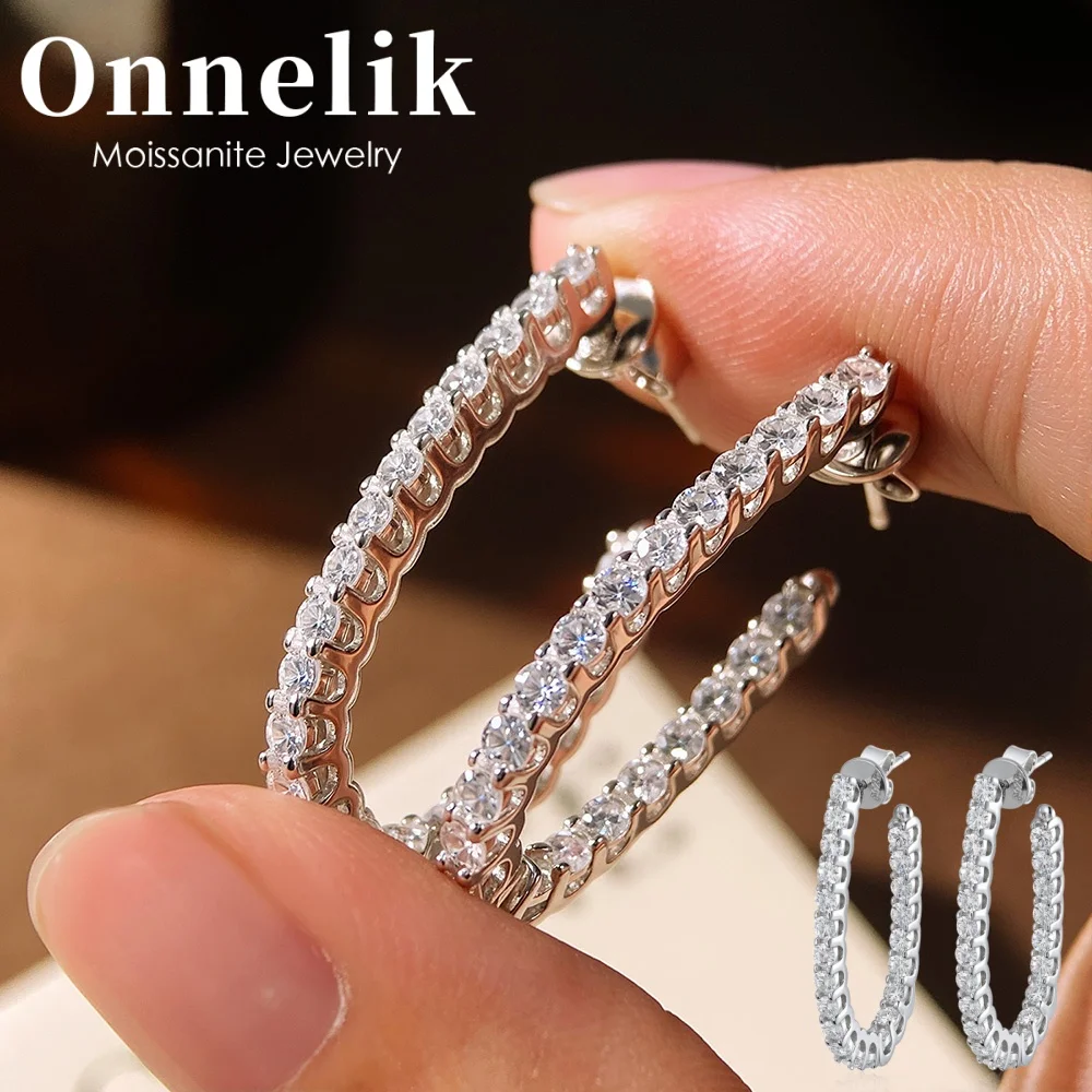 

Onnelik 0.04CT Moissanite Stud Earrings for Women Sparkling Classic Wedding Birthday Lab Diamond S925 Sterling Silver Jewelry
